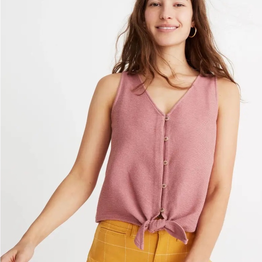 Madewell Dusty Rose Tie-Front Tank Top